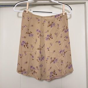 INC International Concepts Tan and Purple Floral Midi Skirt